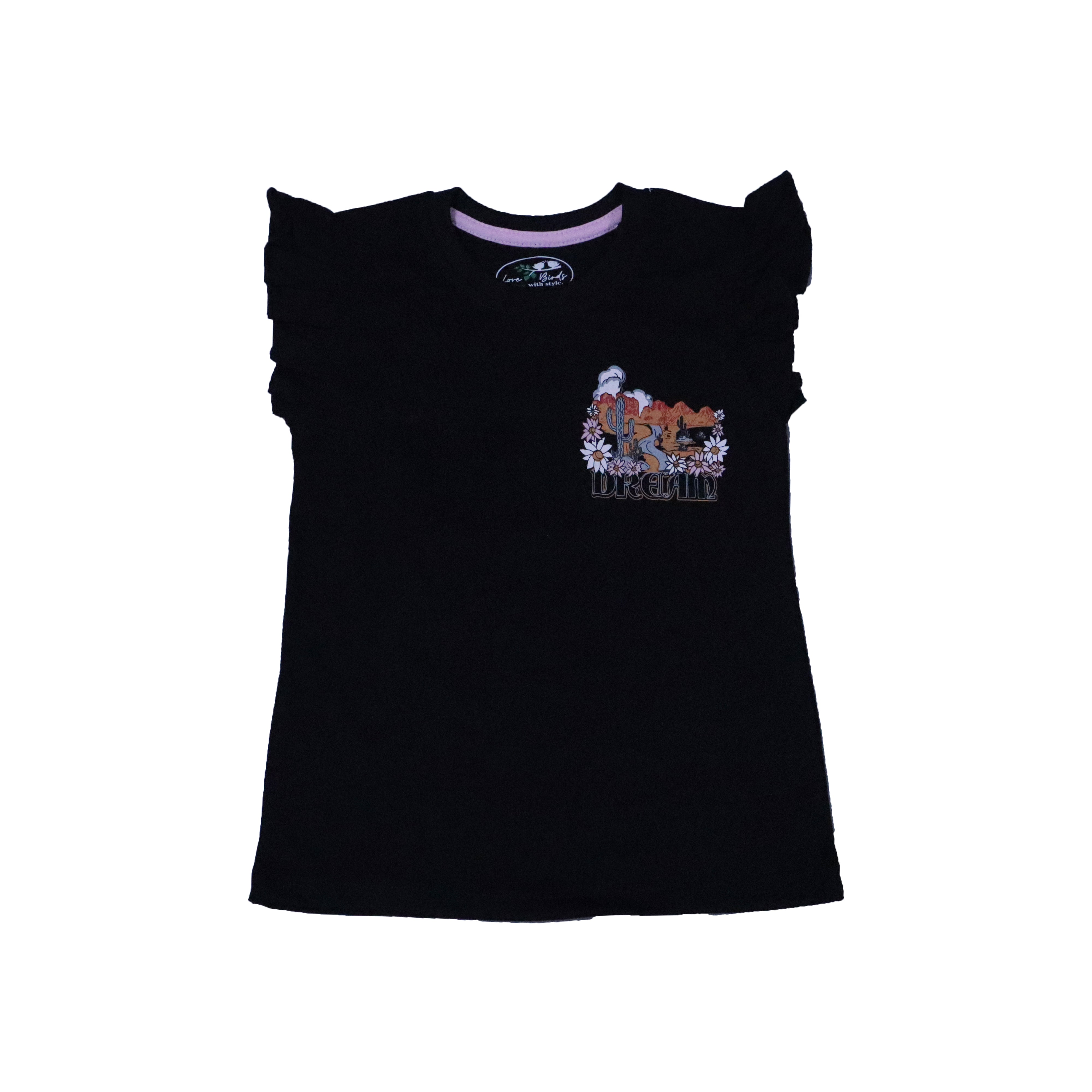 BLACK DREAM PRINT T-SHIRT TOP FOR GIRLS Secondary image