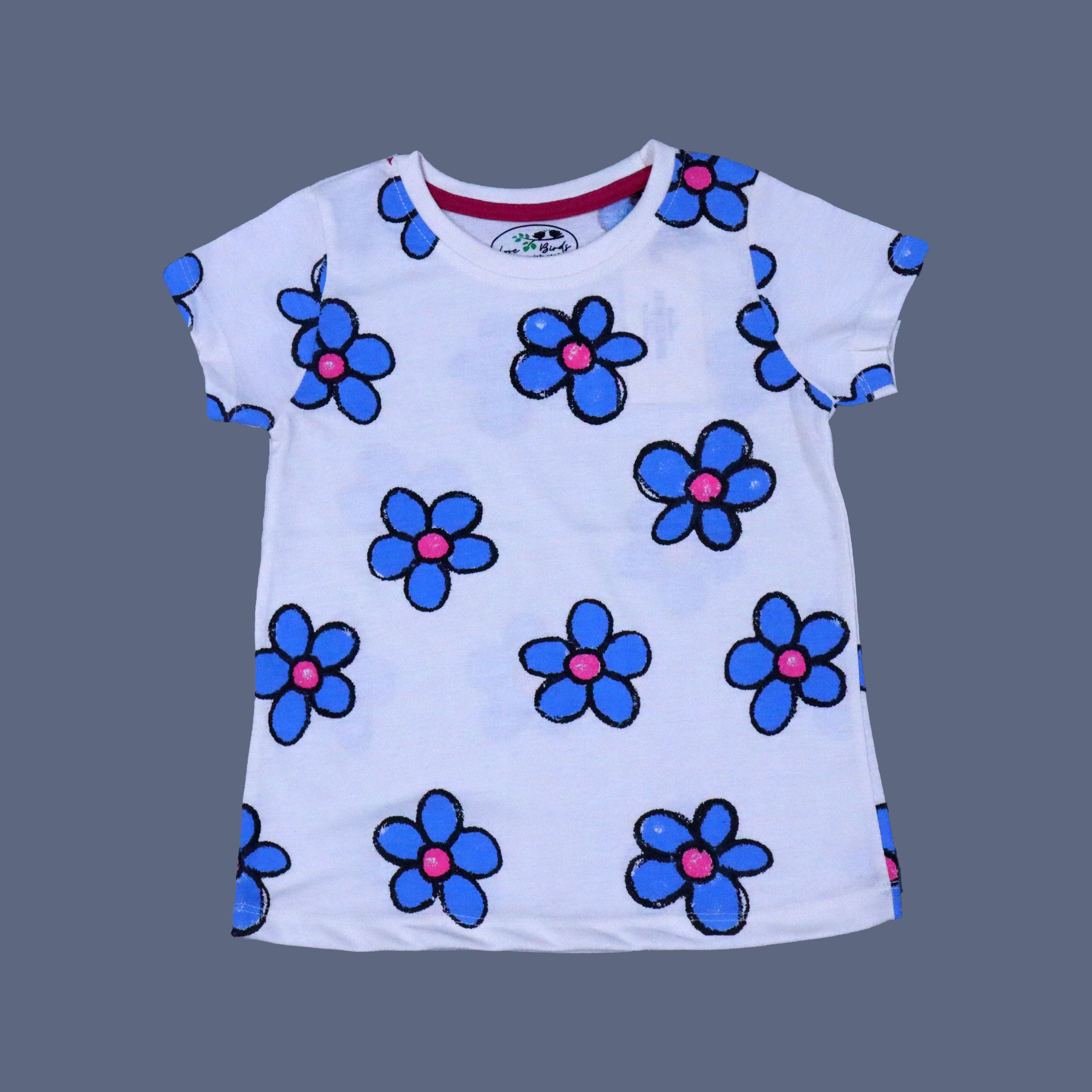 WHITE BIG FLOWERS PRINT T-SHIRT TOP FOR GIRLS Secondary image
