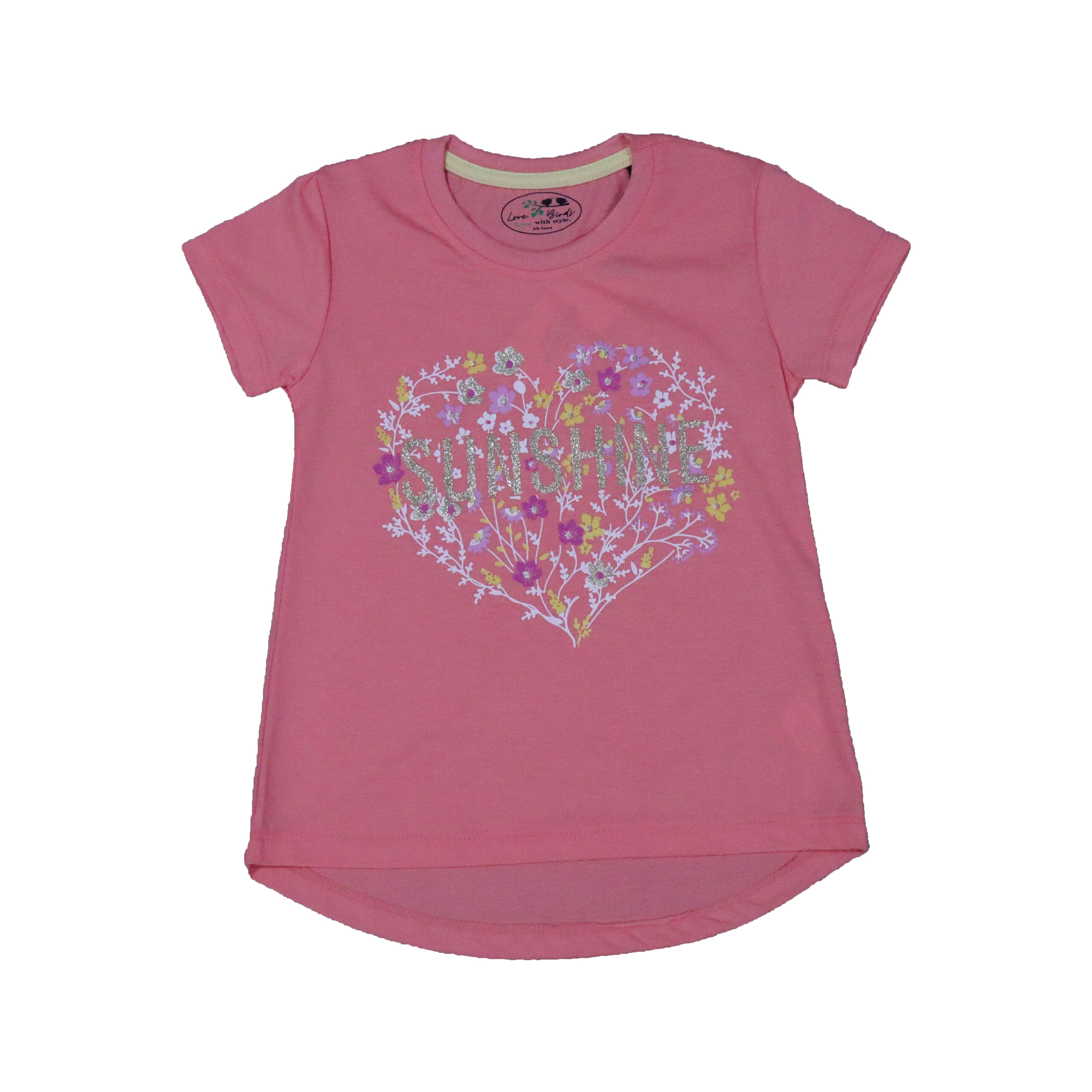PEACH HEART SUN SHINE PRINT T-SHIRT TOP FOR GIRLS Secondary image