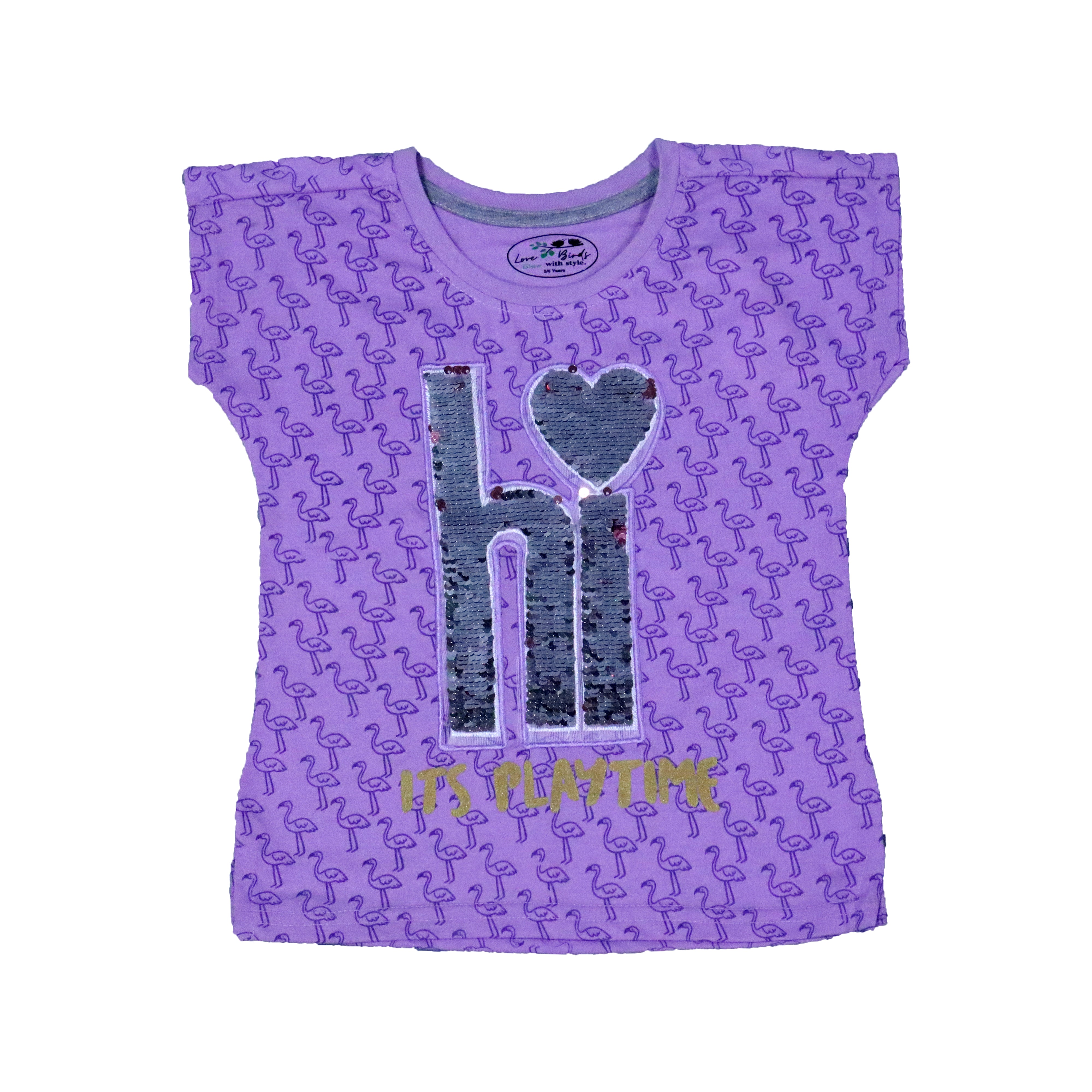 PURPLE "HI IT'S PLAYTIME" T-SHIRT TOP FOR GIRLS Secondary image