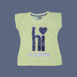 Load image into Gallery viewer, YELLOW &quot;HI IT&#39;S PLAYTIME&quot; T-SHIRT TOP FOR GIRLS
