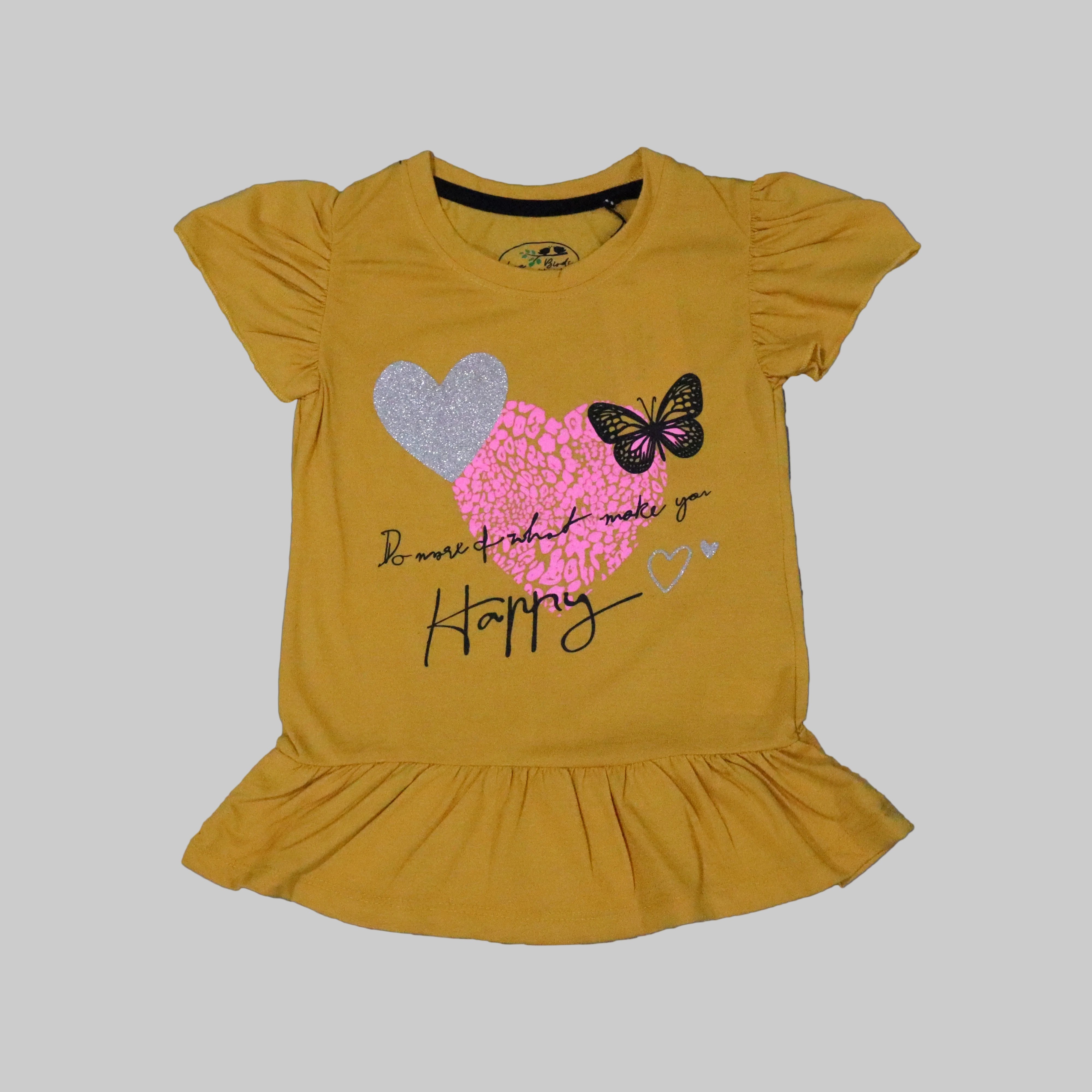 MUSTARD "BUTTERFLY & HAPPY" T-SHIRT TOP FOR GIRLS Secondary image