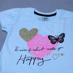 Load image into Gallery viewer, SKY BLUE &quot;BUTTERFLY &amp; HAPPY&quot; T-SHIRT TOP FOR GIRLS
