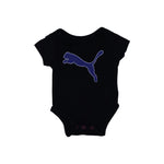Load image into Gallery viewer, BLACK WITH NAVY BLUE &quot;PUMA&quot; PRINT HALF BODY HALF SLEEVES ROMPER
