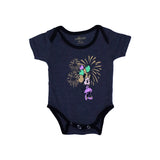 CHARCOAL GREY MINNIE PRINT HALF BODY HALF SLEEVES ROMPER