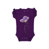 PURPLE FLOWER PRINT HALF SLEEVES ROMPER