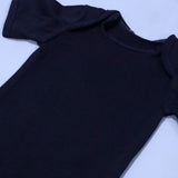 BLACK PLAIN HALF SLEEVES ROMPER