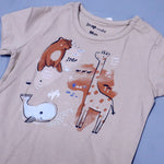 Load image into Gallery viewer, LIGHT BROWN ANIMALS PRINT HALF BODY HALF SLEEVES ROMPER
