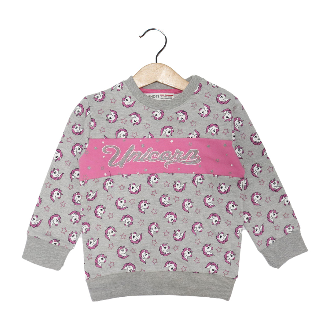 GREY UNICORN & STARS PRINTED SUIT FOR GIRLS