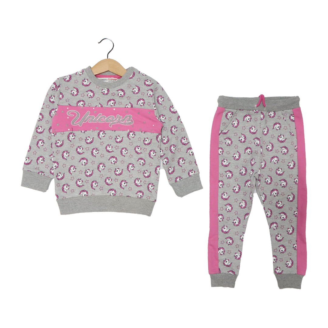 GREY UNICORN & STARS PRINTED SUIT FOR GIRLS