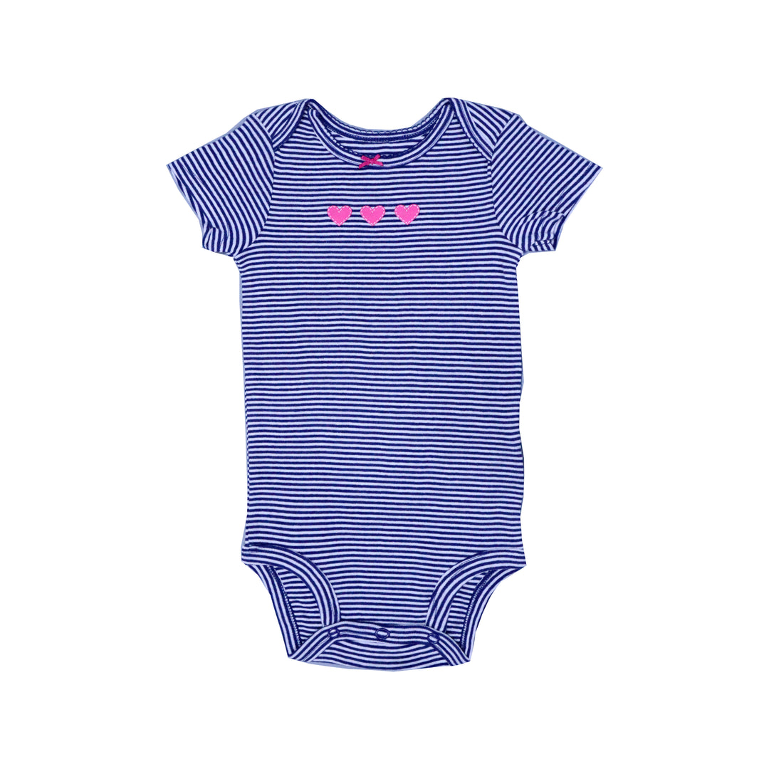 STRIPES WITH HEART PRINT HALF BODY HALF SLEEVES ROMPER