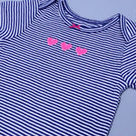 Load image into Gallery viewer, STRIPES WITH HEART PRINT HALF BODY HALF SLEEVES ROMPER
