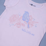 PINK BIRD PRINT HALF BODY HALF SLEEVES ROMPER
