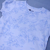 SKY BLUE FLOWER & BIRD PRINT HALF SLEEVES ROMPER