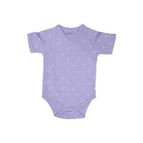 PURPLE LEAF PRINT HALF BODY HALF SLEEVES ROMPER