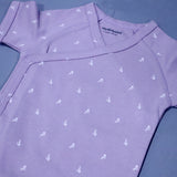PURPLE LEAF PRINT HALF BODY HALF SLEEVES ROMPER