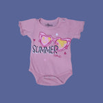 Load image into Gallery viewer, PINK SUMMER TIME PRINT HALF BODY HALF SLEEVES ROMPER
