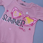 PINK SUMMER TIME PRINT HALF BODY HALF SLEEVES ROMPER