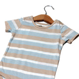 BROWN BLUE & WHITE BIG STRIPES ROMPER
