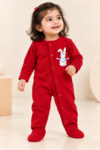 RED Little Bunny Cozy Baby Romper For GIRL.