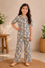 White Sun Flower Print Co-Ord Linen Fabric Suit