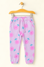 PINK WITH FLOWERS PRINTED DOUBLE POCKET JOGGER PANTS TROUSER