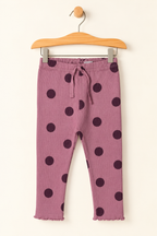 PURPLE BIG POLKA DOTS HEAVY RIBBED FABRIC PAJAMA FOR GIRLS