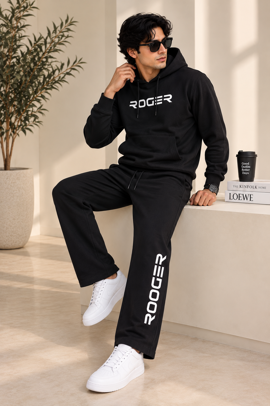 Black Roger Warm Weave Fabric Suit