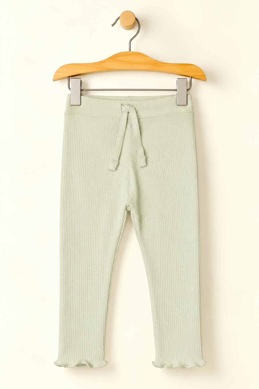 YELLOW WITH KNOT THERMAL FABRIC BOTTOM FRIL PLAIN PAJAMA TROUSER Main image