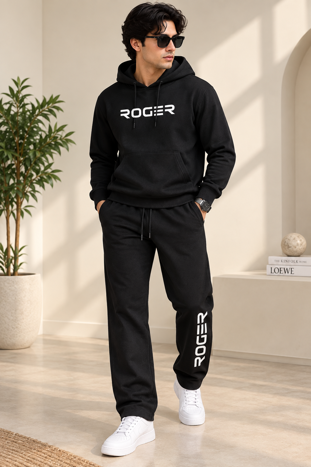 Black Roger Warm Weave Fabric Suit