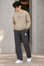 Cream Fashion Jackard Fleece Sweatshirt
