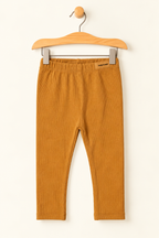 MUSTARD RIBBED FABRIC PLAIN BACK POCKET PAJAMA