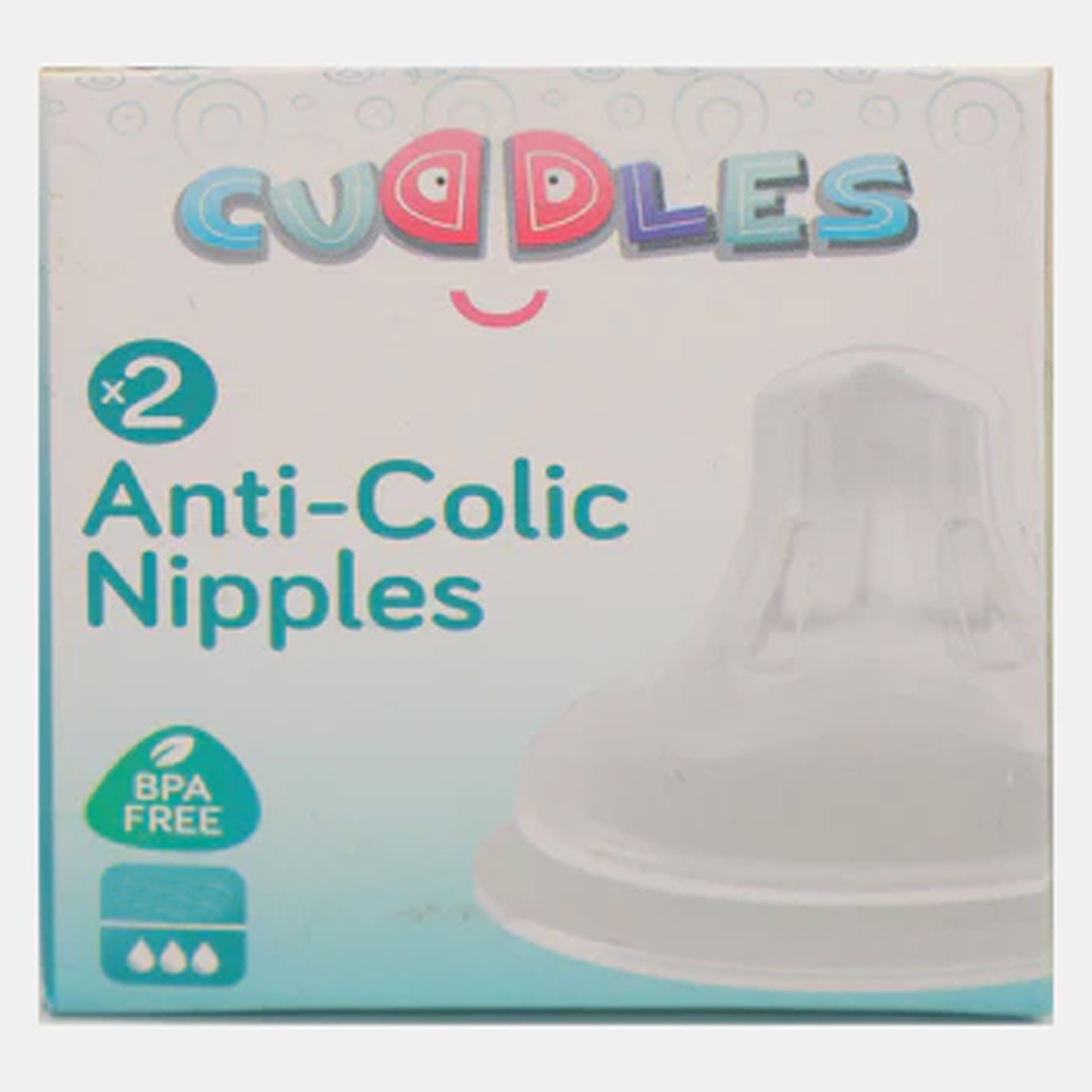 CUDDLES 2 ANTI-COLIC SILICONE NIPPLES FROM 0 MONTHS TO 9 MONTHS Main image