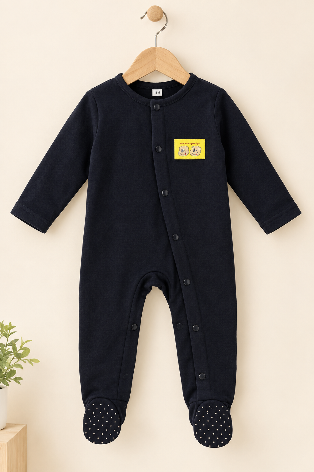 Black GOOD DAY Print Romper For Winters