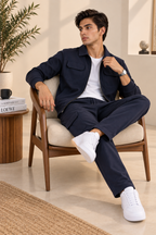 Navy Flex Knit Fabric Suit