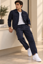 Navy Flex Knit Fabric Suit