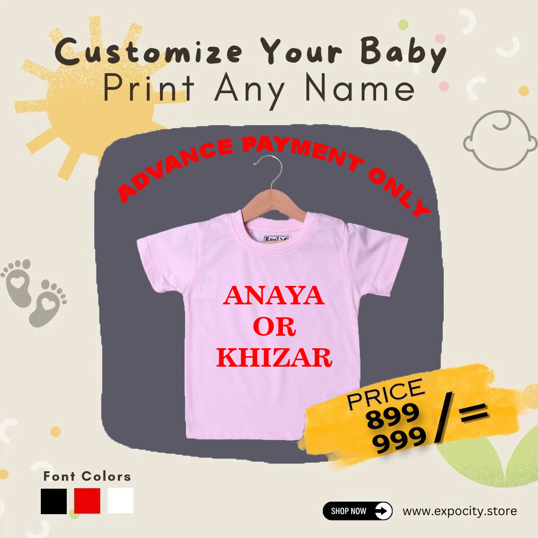 CUSTOMIZE YOUR NAME PRINT ON PINK HALF SLEEVES T-SHIRT Main image