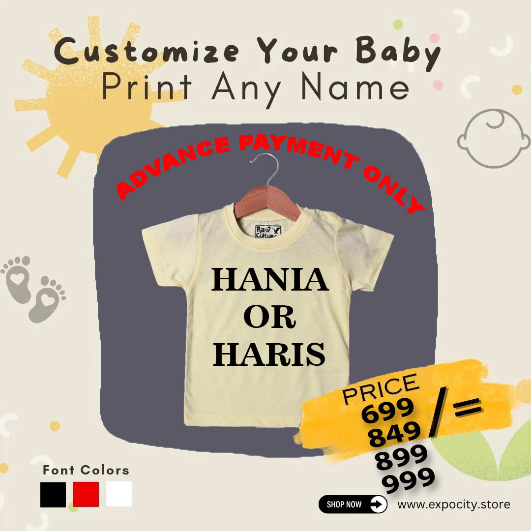 CUSTOMIZE YOUR NAME PRINT ON YELLOW HALF SLEEVES T-SHIRT Main image