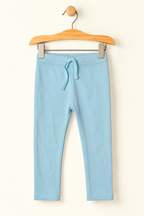 SKY BLUE WITH KNOT RIBBED FABRIC PLAIN PAJAMA TROUSER