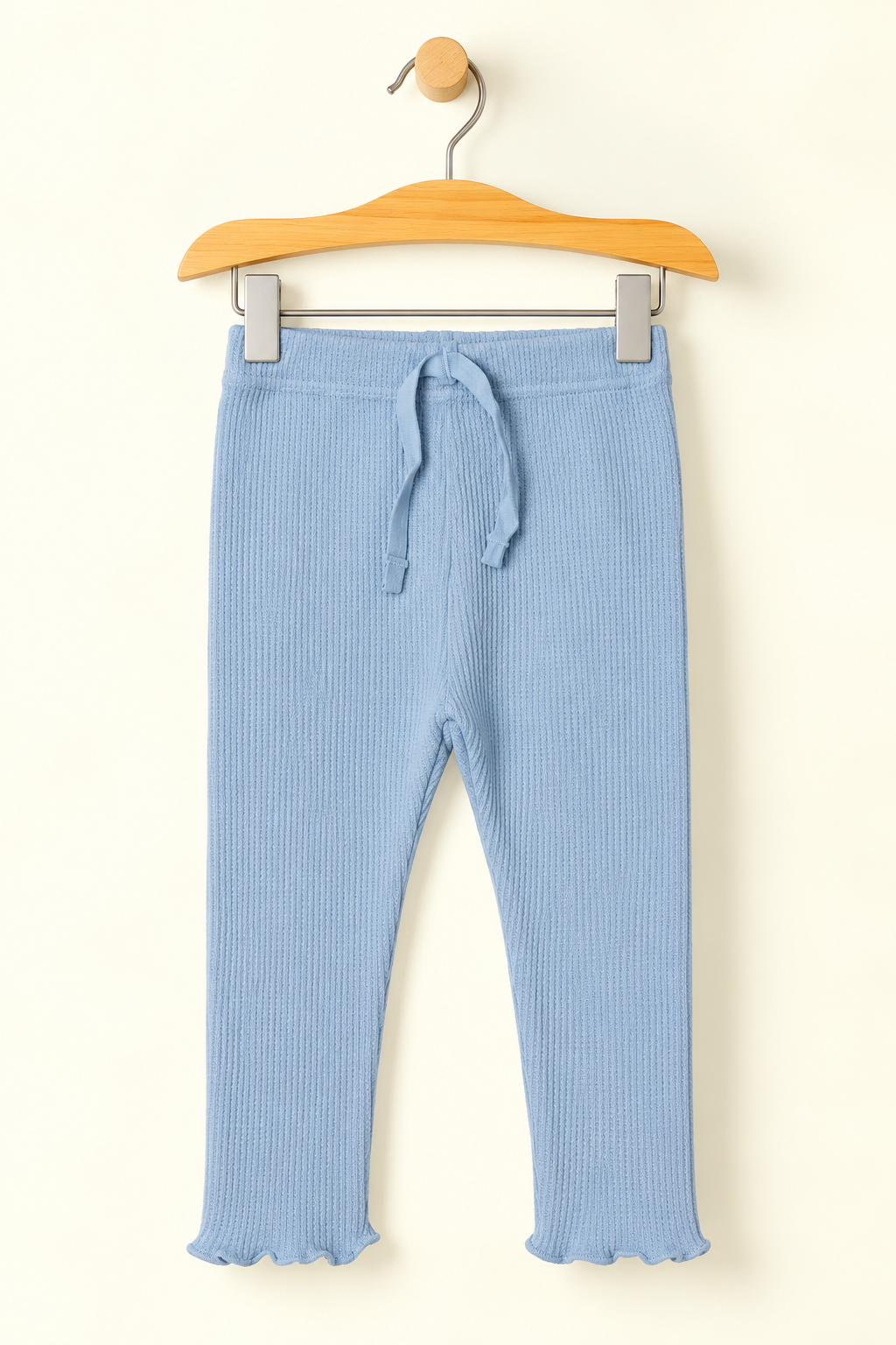 TURQOUISE BLUE WITH KNOT THERMAL FABRIC BOTTOM FRIL PLAIN PAJAMA TROUSER Main image