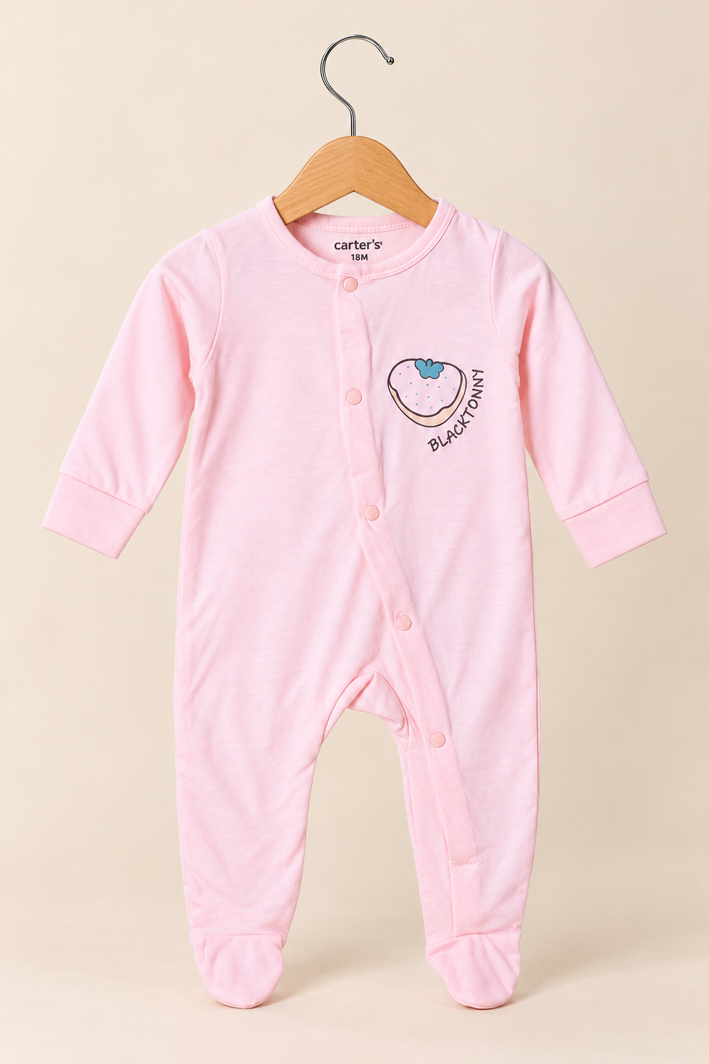 PINK "BLACKTONNY STRAWBERRY" PRINT FULL BODY FULL SLEEVES ROMPERS