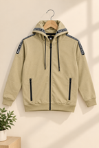 Camel Zipper Luxe Fabric Hoodie