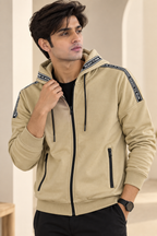 Camel Zipper Luxe Fabric Hoodie