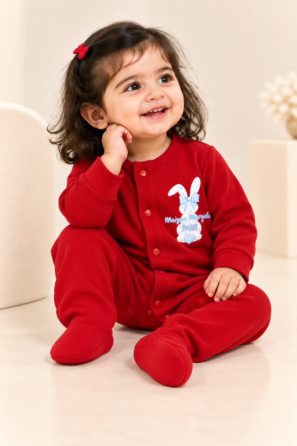 RED Little Bunny Cozy Baby Romper For GIRL.