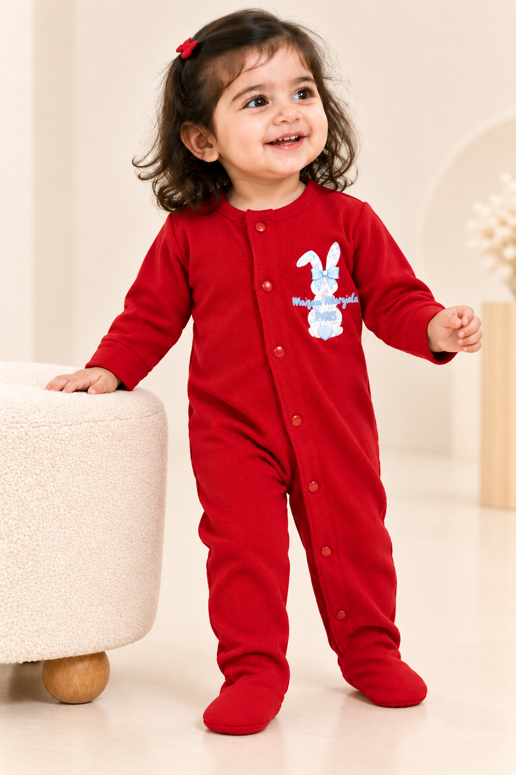 RED Little Bunny Cozy Baby Romper For GIRL.