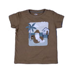 Load image into Gallery viewer, BROWN &quot;HEY VACAY&quot; PRINT HALF SLEEVES T-SHIRT FOR BOYS
