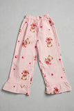 Pink Teddy Heart Print Flapper For Girls