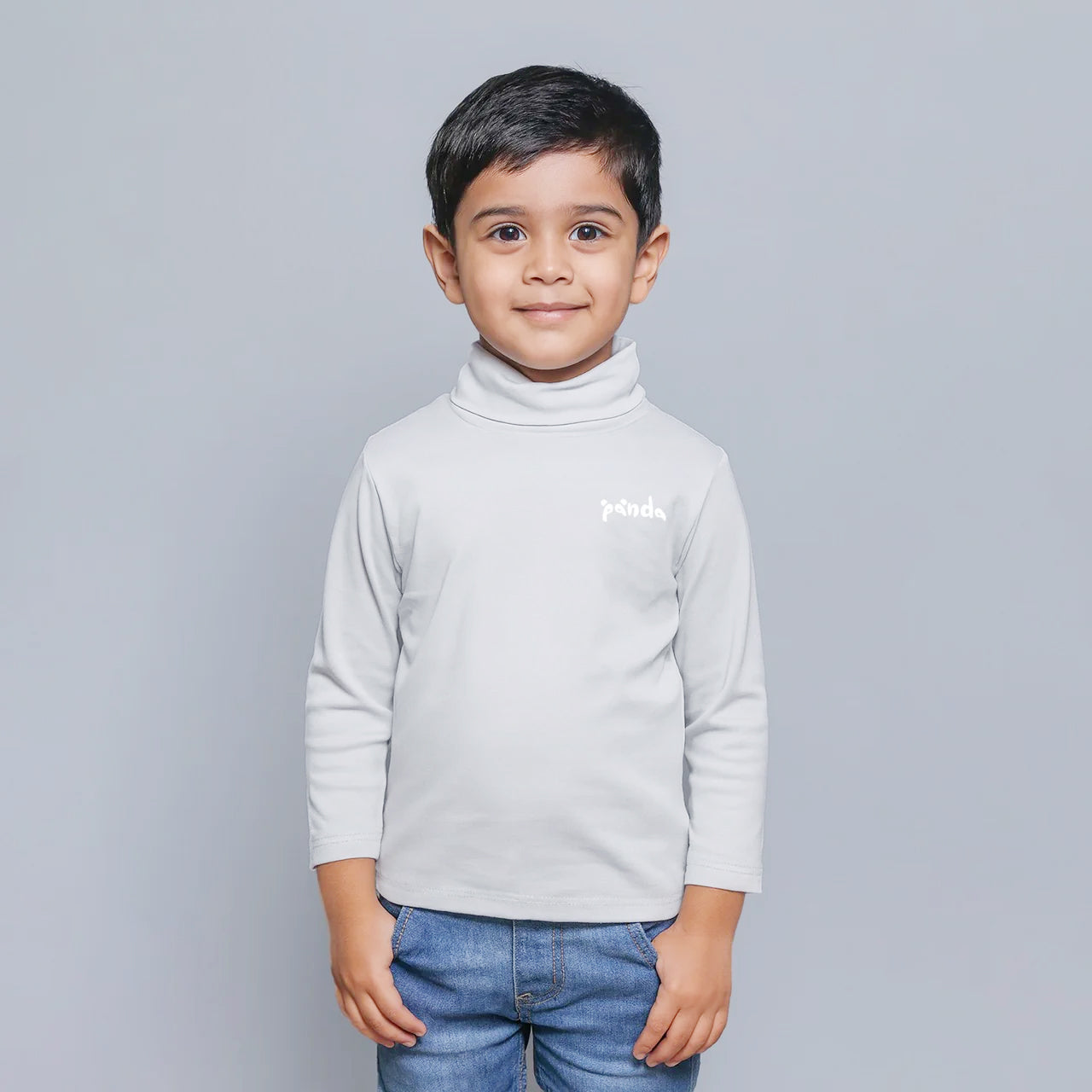HAZEL GREY PANDA PRINT HIGH NECK FULL SLEEVES FOR WINTERS Main image