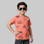 DARK PEACH SWOOSH PRINTED HALF SLEEVES T-SHIRT FOR BOYS