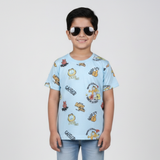 SKY BLUE GARFIELD PRINTED HALF SLEEVES T-SHIRT FOR BOYS
